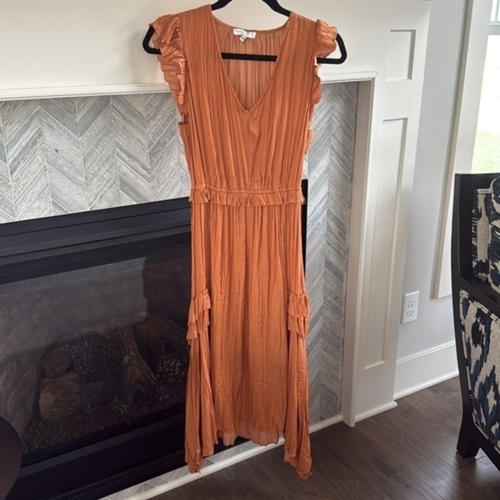 Anthropologie • Current Air Orange Ruffle Dress S